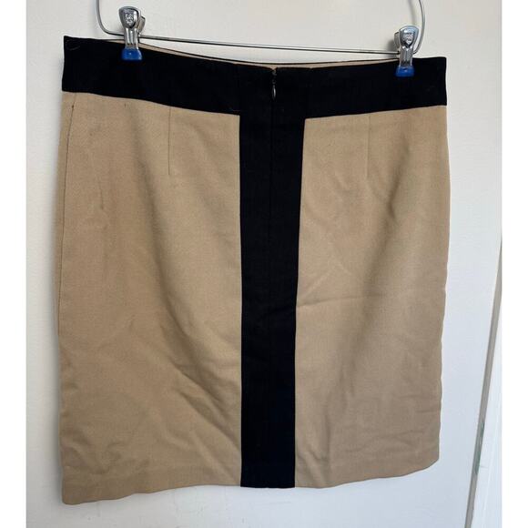 Y2K Beige Stretch Neutral Classic Slim Fit Straight Pencil Womens Skirt Size 8 - Picture 2 of 6
